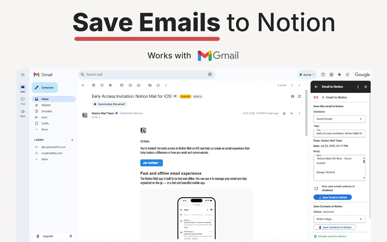 Email to Notion Screenshot